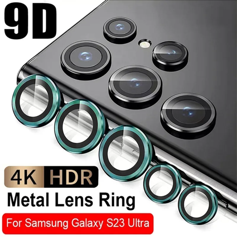 9D Camera Lens Protector for Samsung S23 Ultra S23 Plus Full Cover Lens Metal Protector Ring for Galaxy S22 Ultra Camera Glass