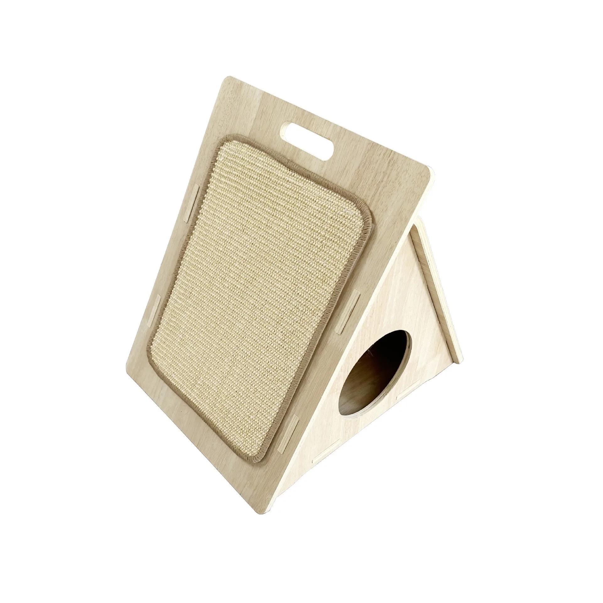 

Wooden Cat House Cat Beds for Indoor with Sisal Scratching Board Cat Condo