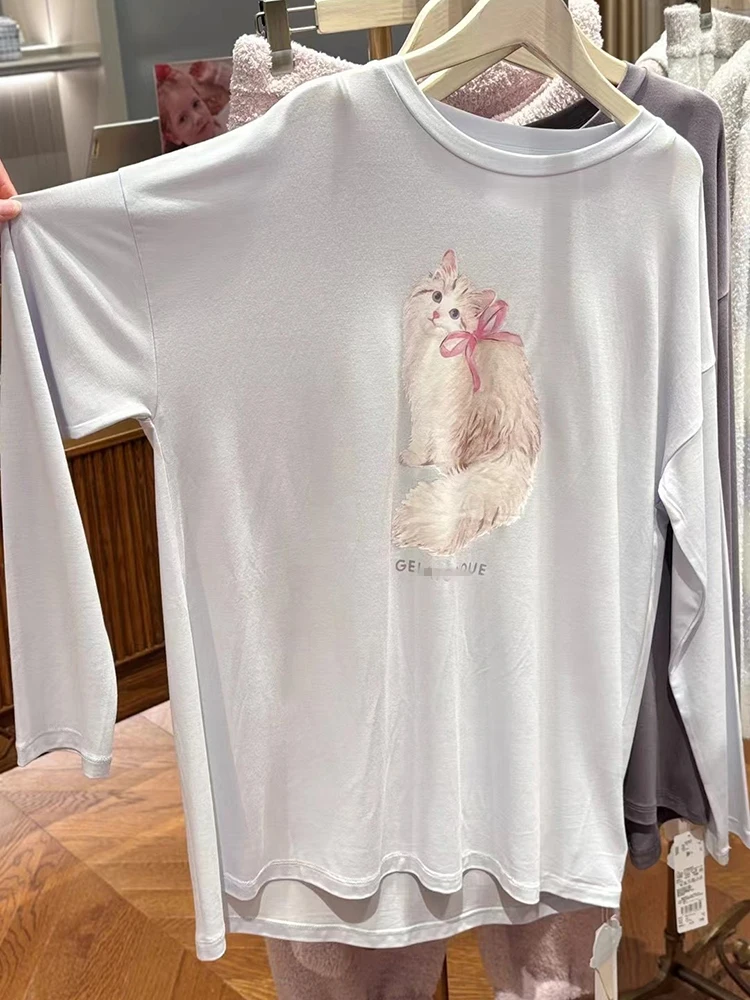 

Мягкие круглые брюки Ne Spwear Modal Long Sve с принтом, домашняя одежда, милые длинные брюки для девочек, удобные весенне-летние пижамы