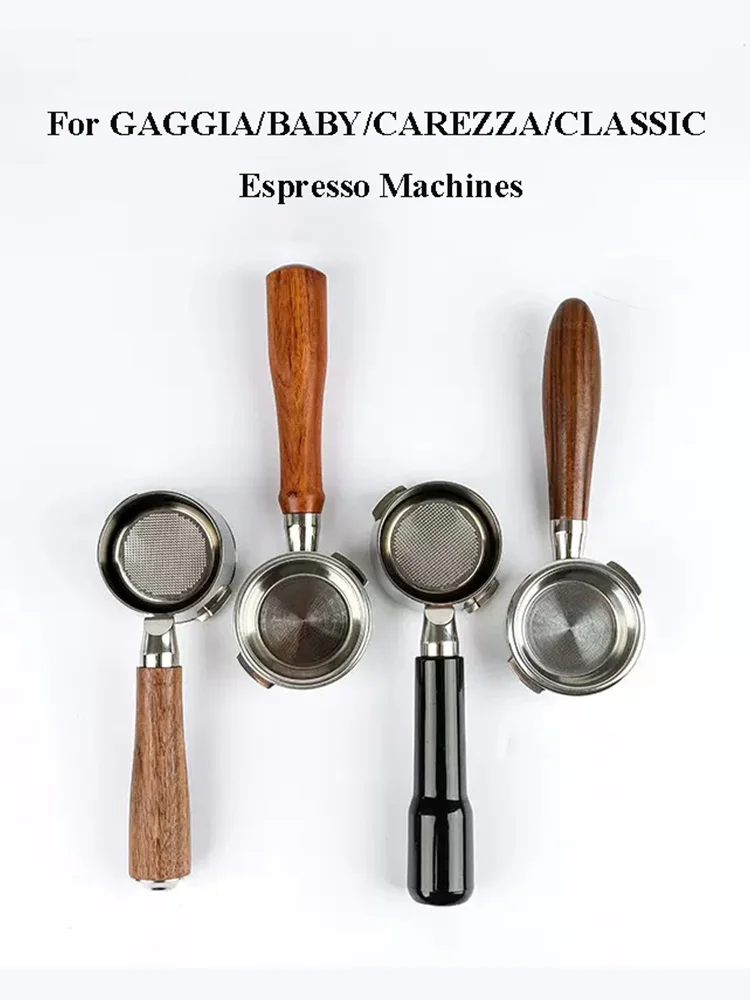Porte-filtre sans fond pour GAGGIA - Conception d'oreille coudée de 58 mm Poignée à expresso en acier inoxydable 304 avec panier double (2 tasses)