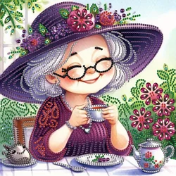 DIY Happy Grandma 5D Special Shape Diamond Art Kits for Beginners, Diamond Art Painting Kits for Home Wall Decoration Gift