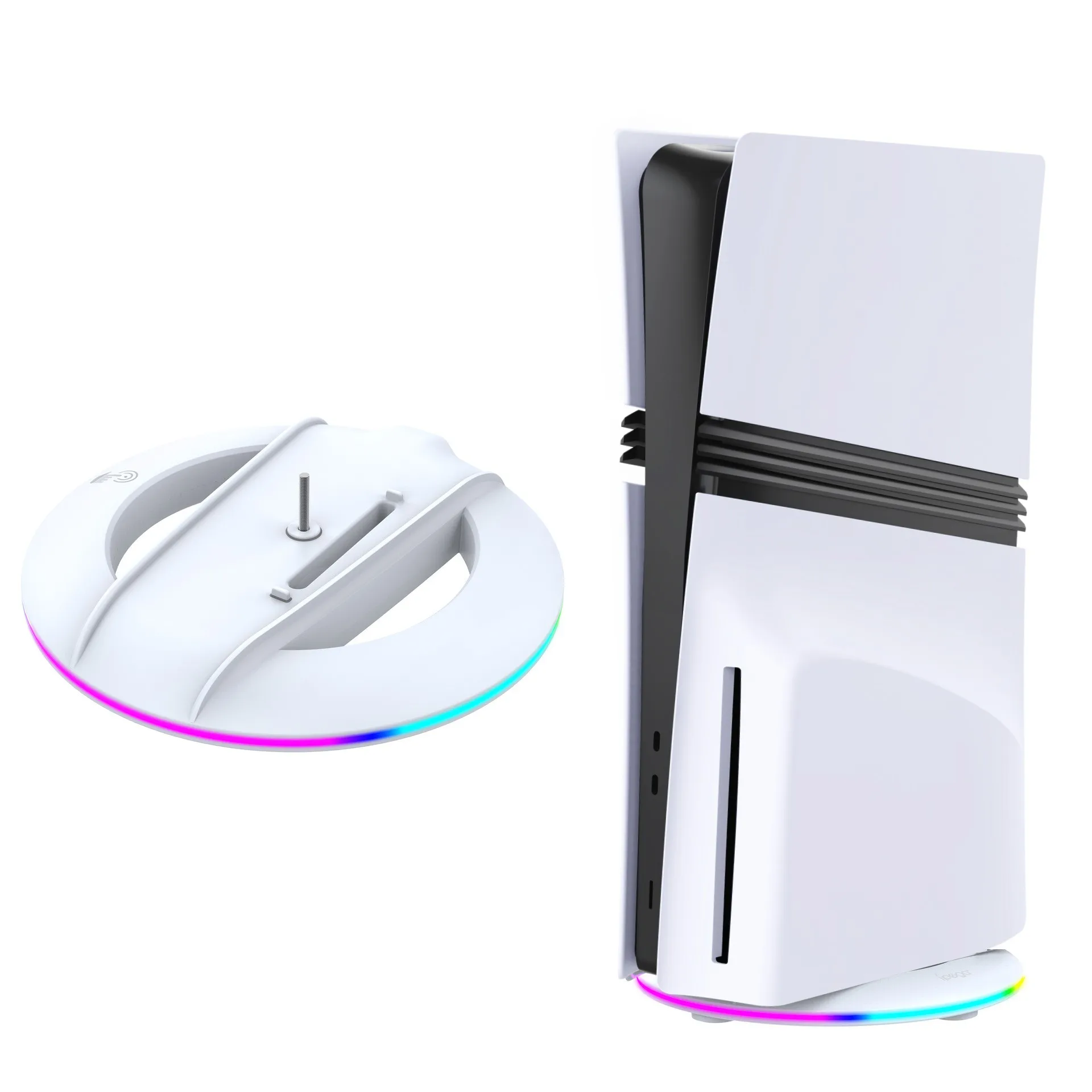 RGB Vertical Stand for PS5 Slim/Pro Console LED Base Gaming Stand with USB Hub Compatible with PS5 Slim Pro Disc/Digital Console