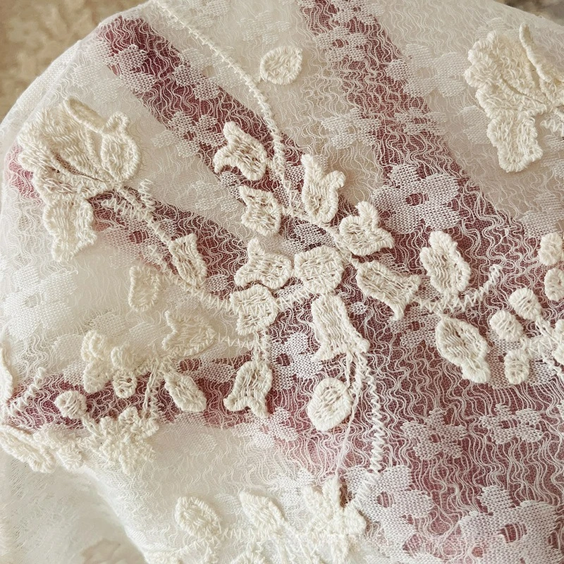 

Floral Embroidered Lace Mesh Fabric Women's Dress Blouse Shirt Handmade Diy Sewing Fabric