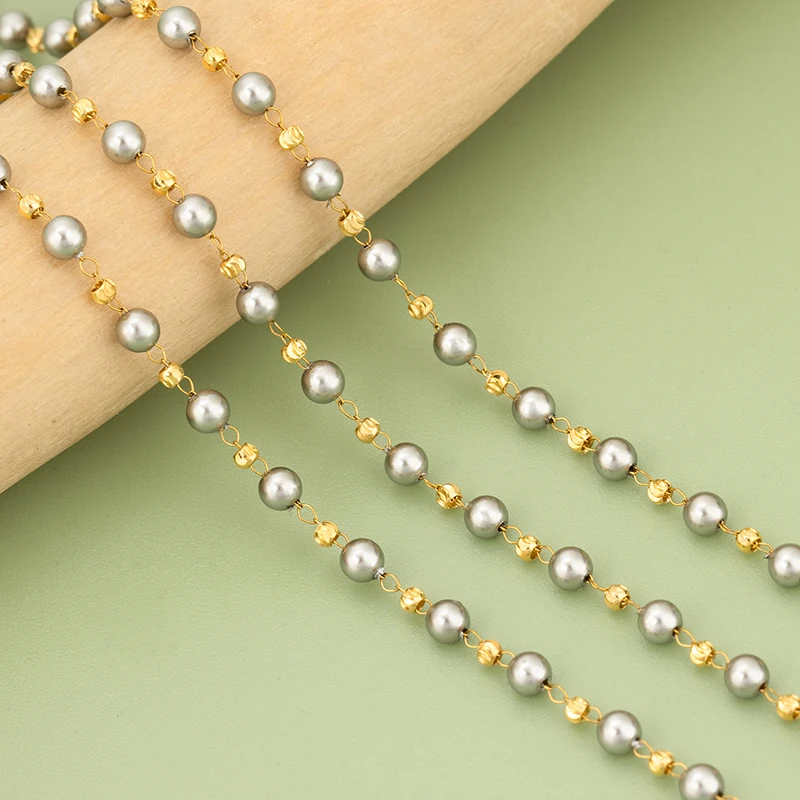 assoonas, 1m/Stück, C459, Kette, Edelstahl, Kunststoffperle, handgefertigt, Dekorationszubehör, DIY Armband Halskette, Schmuckherstellung – Detail 5