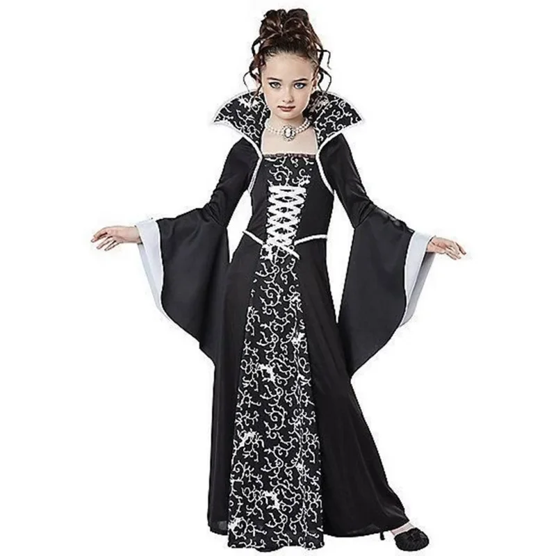

Girls Princess Dress Halloween Party Wear Robe Kids Fashion Flared Sleeves Dresses Girl Stage Show Cosplay Costumes Vestidos