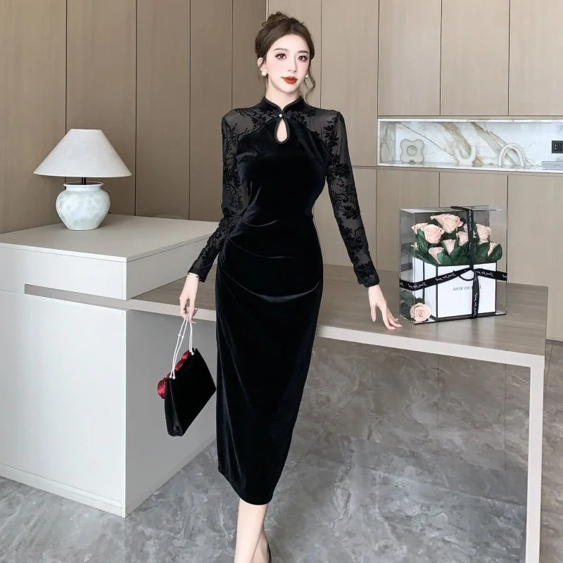 

Вельветовая юбка больших размеров в китайском стиле, ретро, модная, осенне-зимняя, А-силуэт, корейский стиль, для повседневной носки, большие размеры, женская одежда