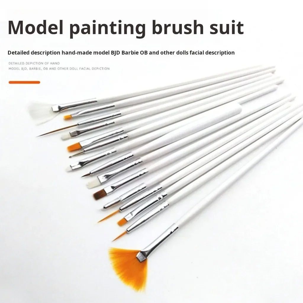 15pcs Fine Detail Paint Brush Set Miniature Paint Pen Figurine for Gundam Apply Color Watercolor, Oil,Models DIY Hobby Tools