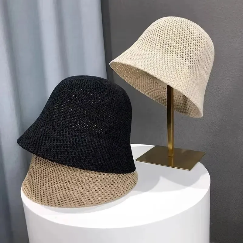 

Women Bucket Hat Summer Hollow Out Thin Breathable Sun Hat Female Beach Panama Cap Fold Outdoor Japanese Lesure Fishierman Cap