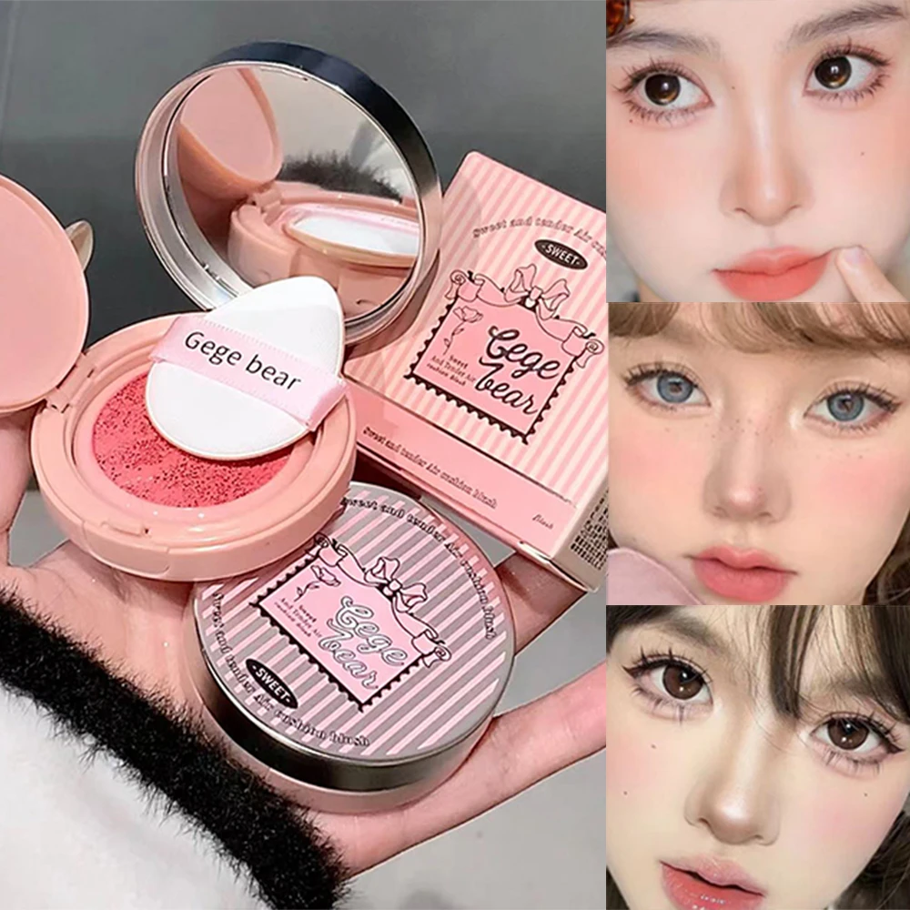 Gege Bear Fard a cuscino con texture crema opaca a 3 colori con soffio, senza polvere, applicazione fluida, crea un trucco quotidiano impeccabile
