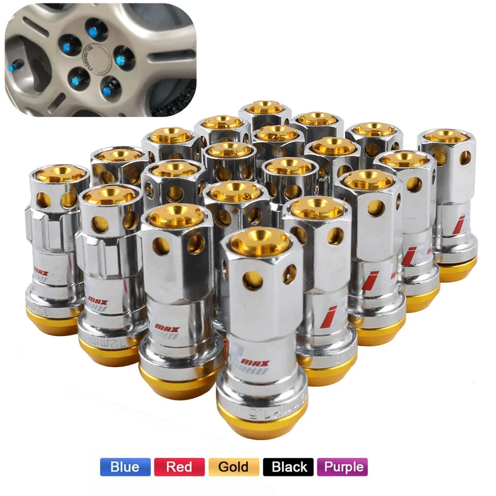 20pcs Lock Racing Lug Nuts + 2 Set Security Key New R40 Style 44mm Wheel Nuts M12x1.5/1.25 Racing Lug Nuts