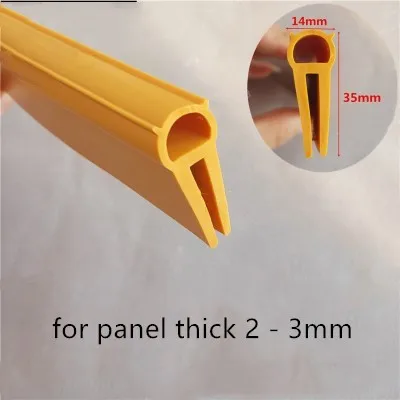 

Silicone Rubber Pipe U Strip for 2 - 3mm thick Glass Metal Wood Panel Edge Encloser Shield 35 x 14mm 1m Golden Yellow