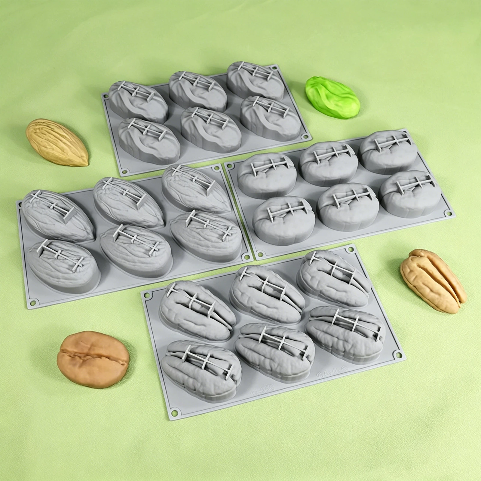 Molde de Silicona en Forma de Nuez con 6 Cavidades para Chocolate y Hielo, Moldes DIY para Repostería para Hacer Bombas de Chocolate, Pasteles, Gelatina y Pudín