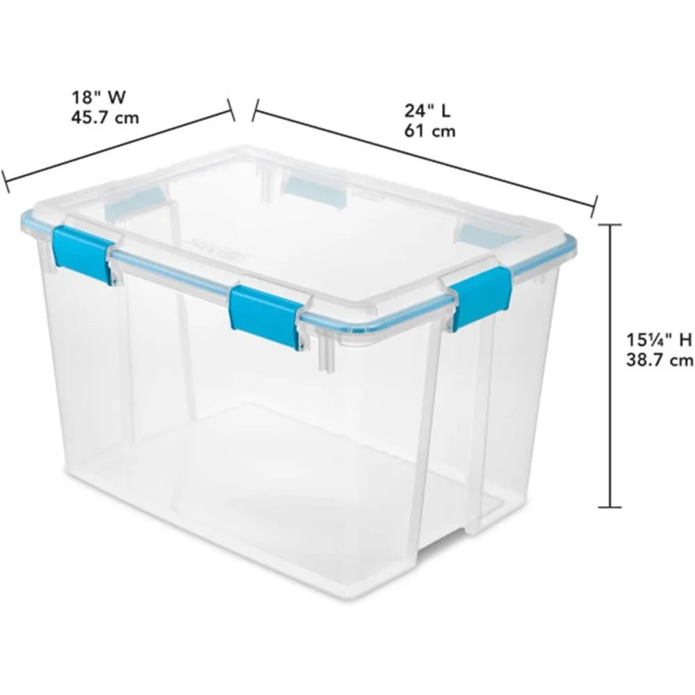 16-Pack Gasket Box, Plastic Storage Bins with Latching Lids, 80 Quart