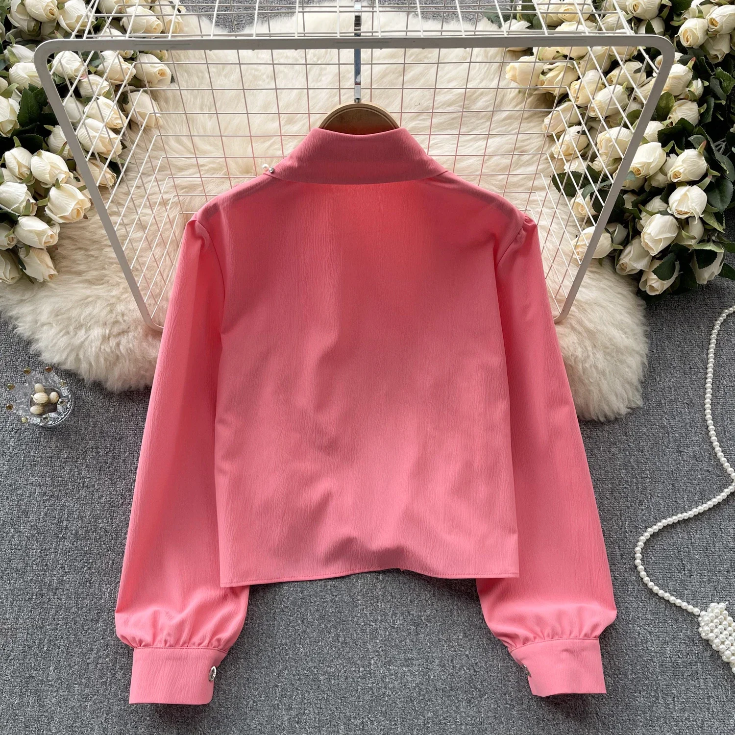 Women Chic o-neck  Long Sleeve patchwork Beading Sequin Solid Slim Sexy Korean T-shirt Fashion Summer Women Shirt