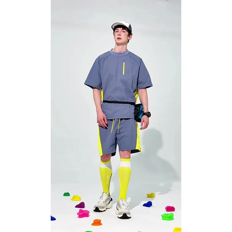 Men's Summer Outdoor Sports Set Lightweight Quick-Dry UV Protection Running Shorts & Breathable T-Shirt Fitness Combo