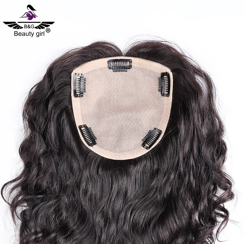 

Fast Shipping Natural Wavy Human Hair Topper Silk Base Women Toupee Free Part Silk Top Flat Hair Topper