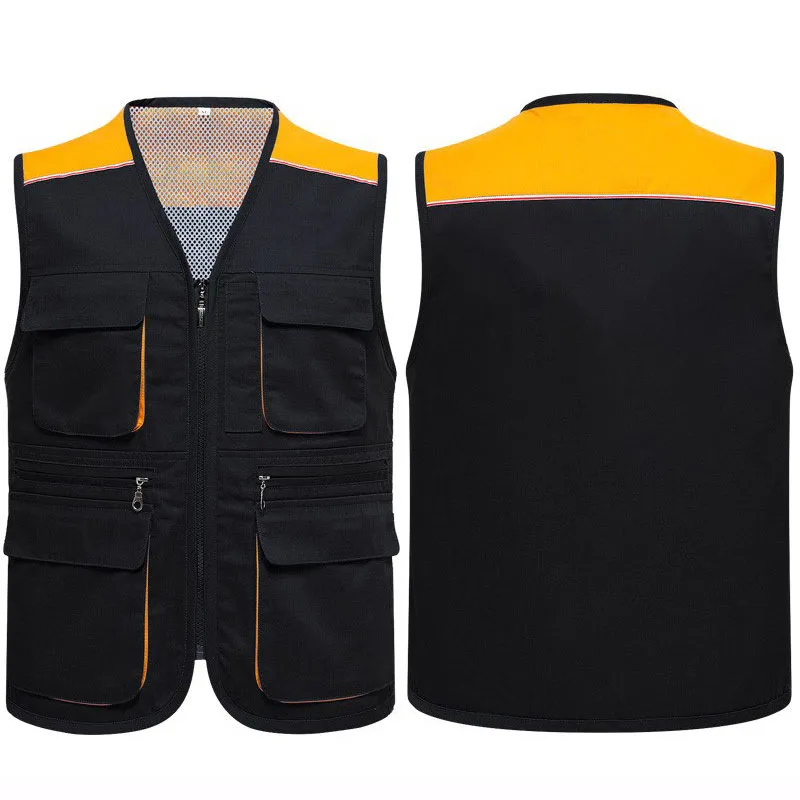 Work Vest Multi Pockets Fashion Multicolor Workshop Safety Labor Protection Metal Zipper Comfortable Work Vest