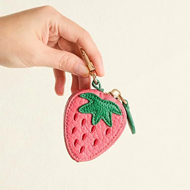 

Strawberry Red Apple Fruit Shape Coin Purse Pu Leather Pendant Keychain Earphone Mini Pouch Storage Bag Wallet Girl Women Gift