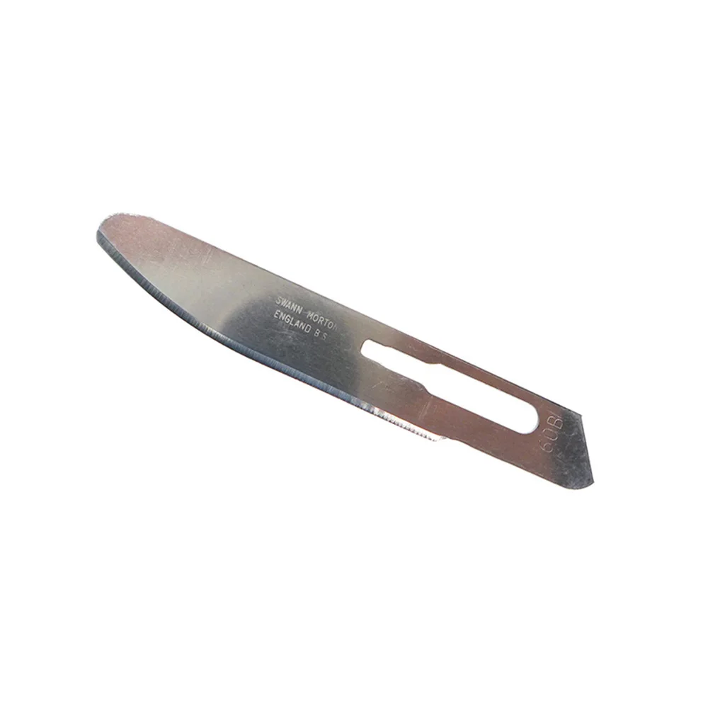1 Handle and 5 Pcs of No. 60 Blade Set Swann-Morton Long Surgical Blade No. 60 Pointed Tip No. 60B Round Head Sharp Blade