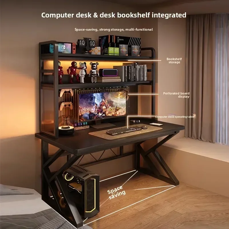 Exquisite Minimalist Desk Bookshelf Integrated Desk With Hole Board Bedroom E-sports Table Desktop Computer Table