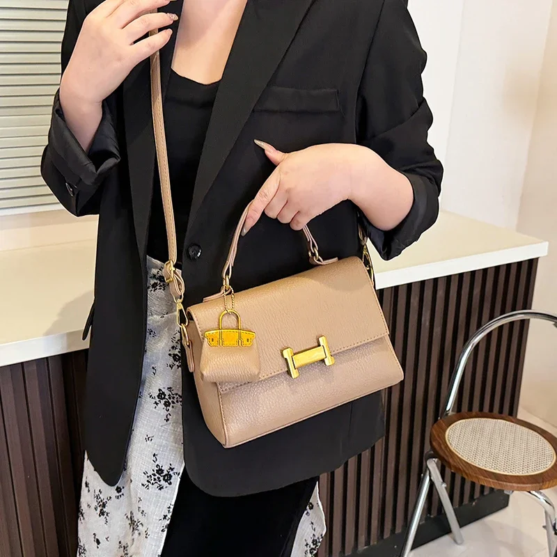 Tas Selempang Wanita Kulit Vintage Mewah, Tas Tangan Klasik, Tas Bahu