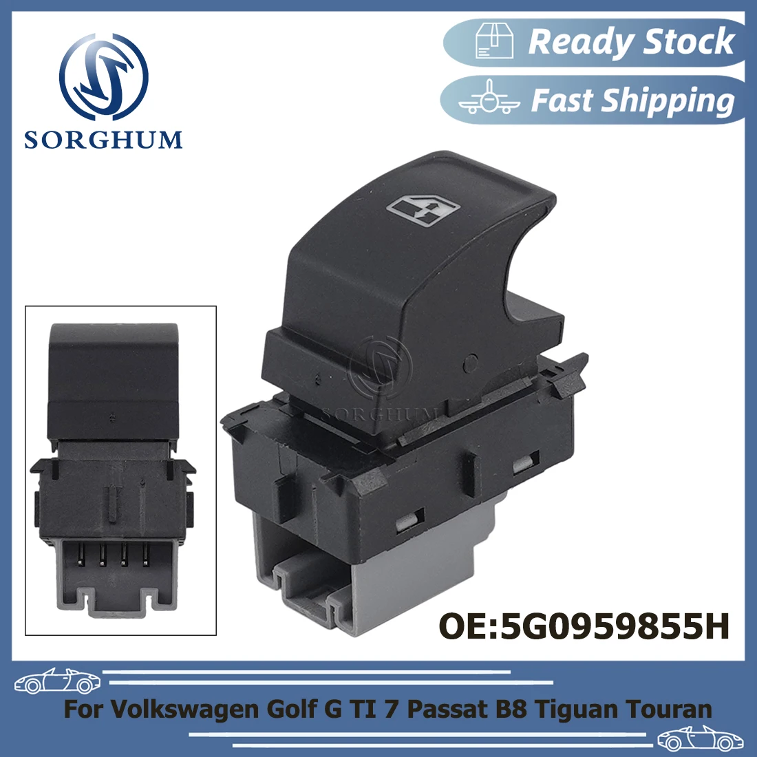 SORGHUM Electric Power Window SwitchSingle Button 5G0959855H For VW Golf G TI 7 Passat B8 Tiguan Touran 5G0959855 5G0959855N