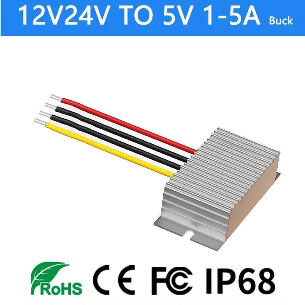 24V to 5V1A-5A 12V to 5V 5A 25W 8-36V Power Converter Input Voltage DC Step-down Module Buck to 5V Switching Power Supply  ROHS