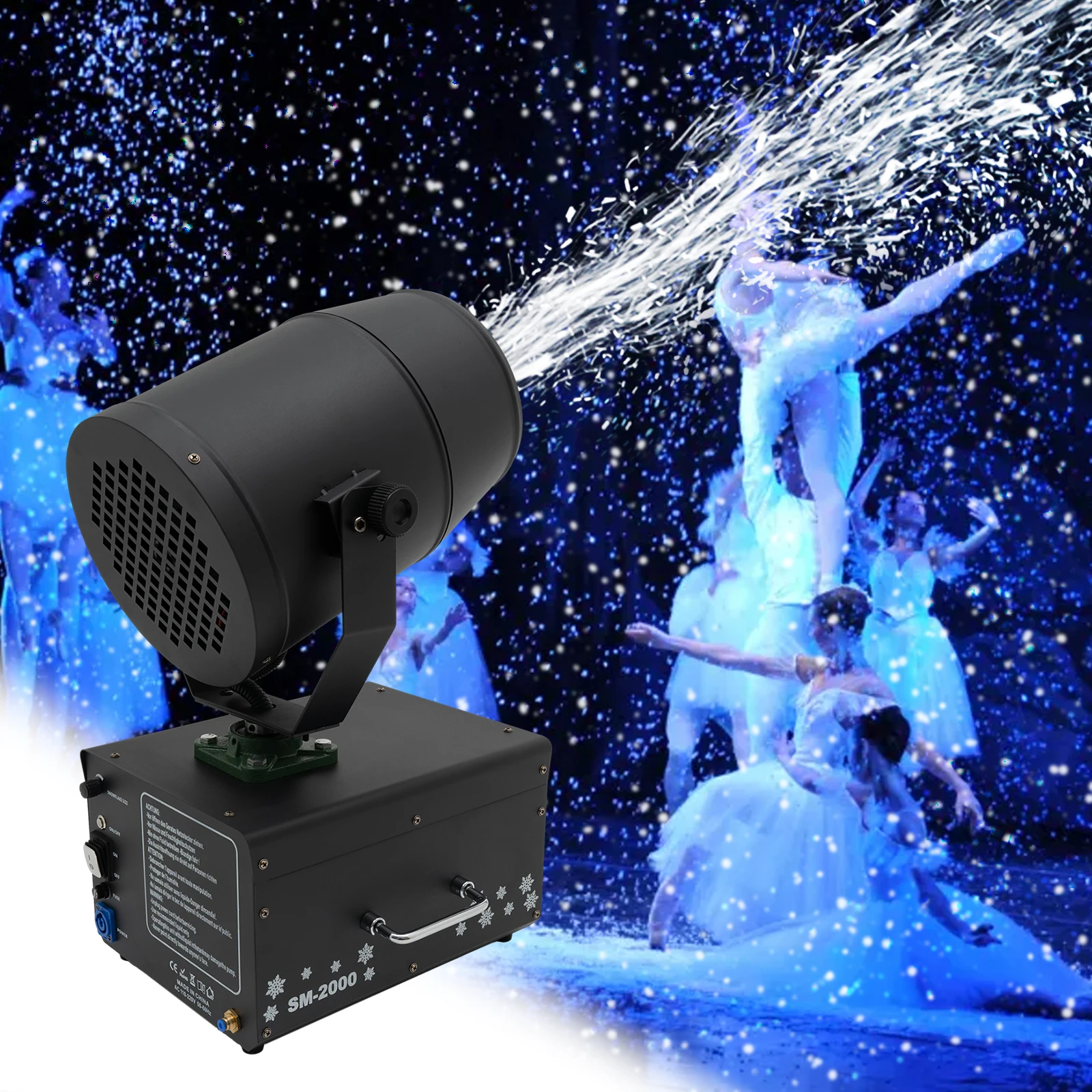 Distancia de pulverización de máquina de nieve con control remoto/manual de 2000W aproximadamente 3 ~ 5 metros