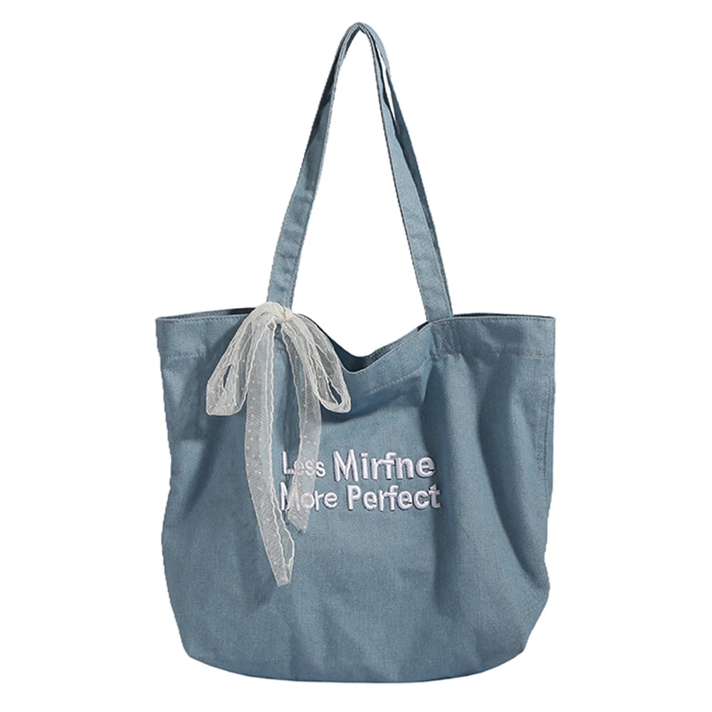 Bolsa de ombro jeans com arco para mulheres, bolsa de mercearia diária feminina, bolsa de ombro de lazer, grande capacidade, todos os dias, alça superior