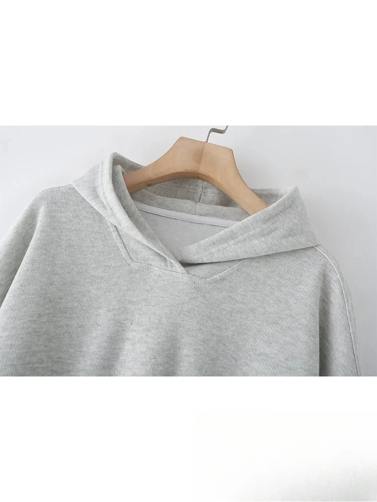 KONDALA Sporty Casual Chic Solid Women Suit Long Sleeve Hooded Sweatshirts Loose Drawstring Pants Fashion 2025 Spring Summer Set