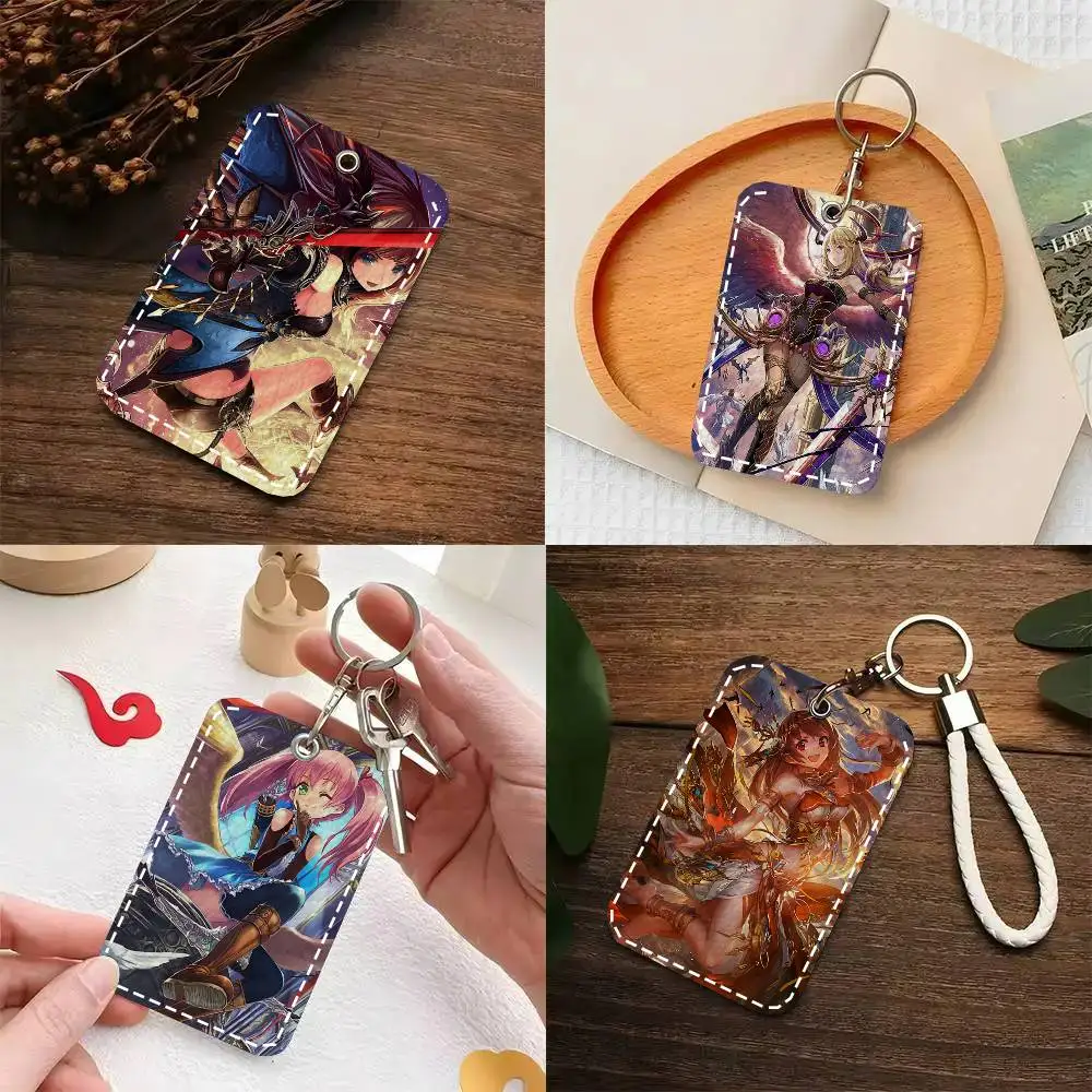 Shadowverse Card Case Keychain Access Card Bag Key Tag Ring Leather Card Holder Key Ring Access