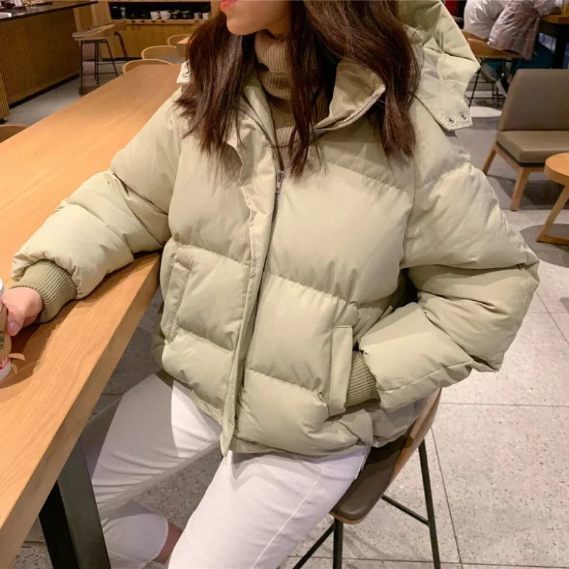 Winter 2023 New Women's Cotton Coat Cropped Korean Style Down Cotton-padded Jacket Student Puffer Jacket Regular Fit