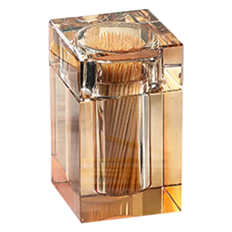 

Luxury Glass Toothpick Box Clear Container Floss Storage Jar Cotton Swab Barre Hotel Home Dining Table