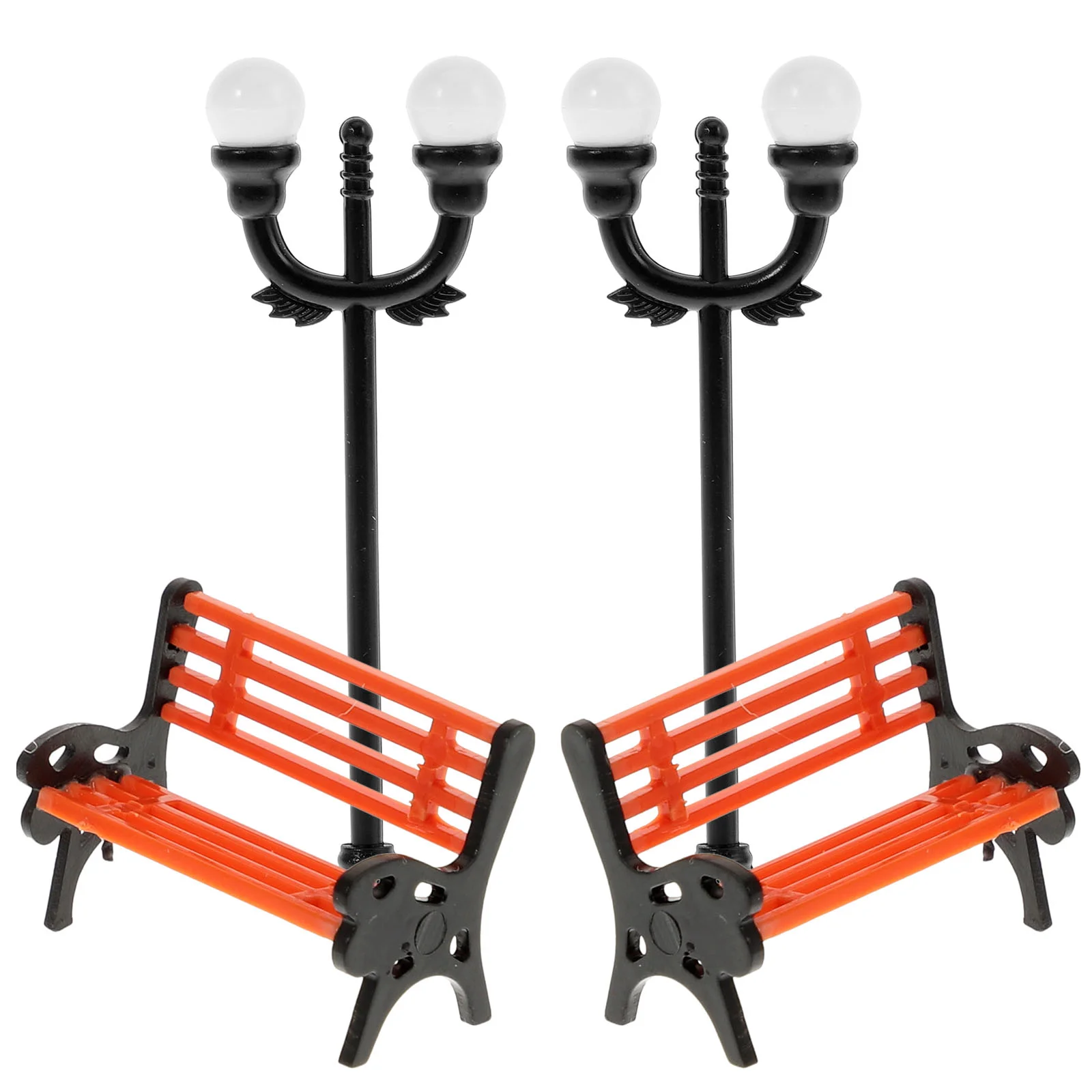 

2 Sets Mini Park Chair Road Decor Chairs Toy Decorate Street Lights Kids Toys Plastic Miniature Posts Child