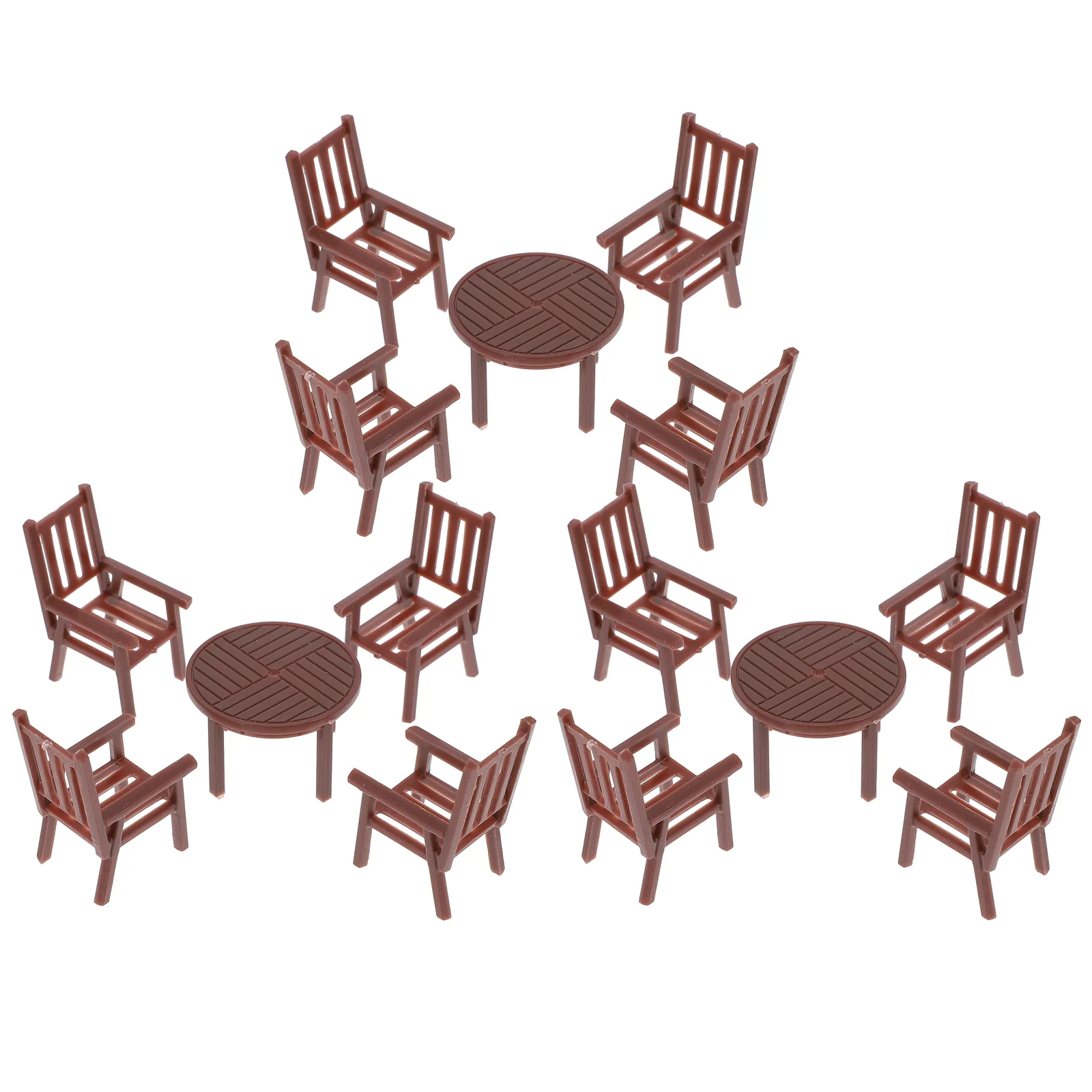 3 Sets Kids Table and Chairs Mini Miniature Scene Decorate Simulated Furniture House Brown Exquisite Child