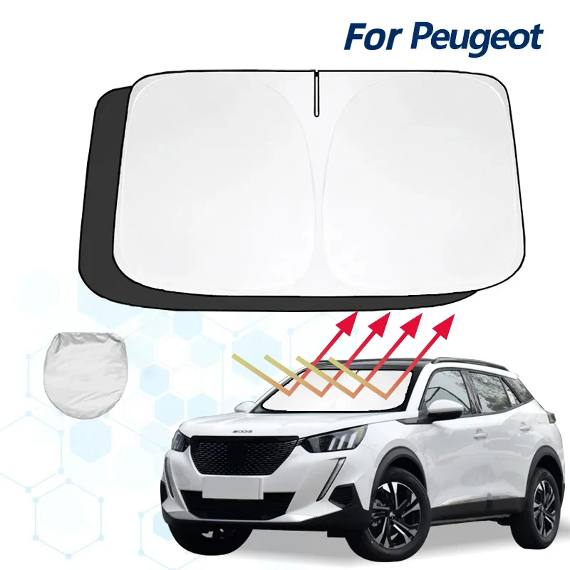 Windshield Sun Shade For Peugeot 2008 GT Sunshade Sun Visor Protector Foldable Blocks UV Rays Keep Your Car Cooler