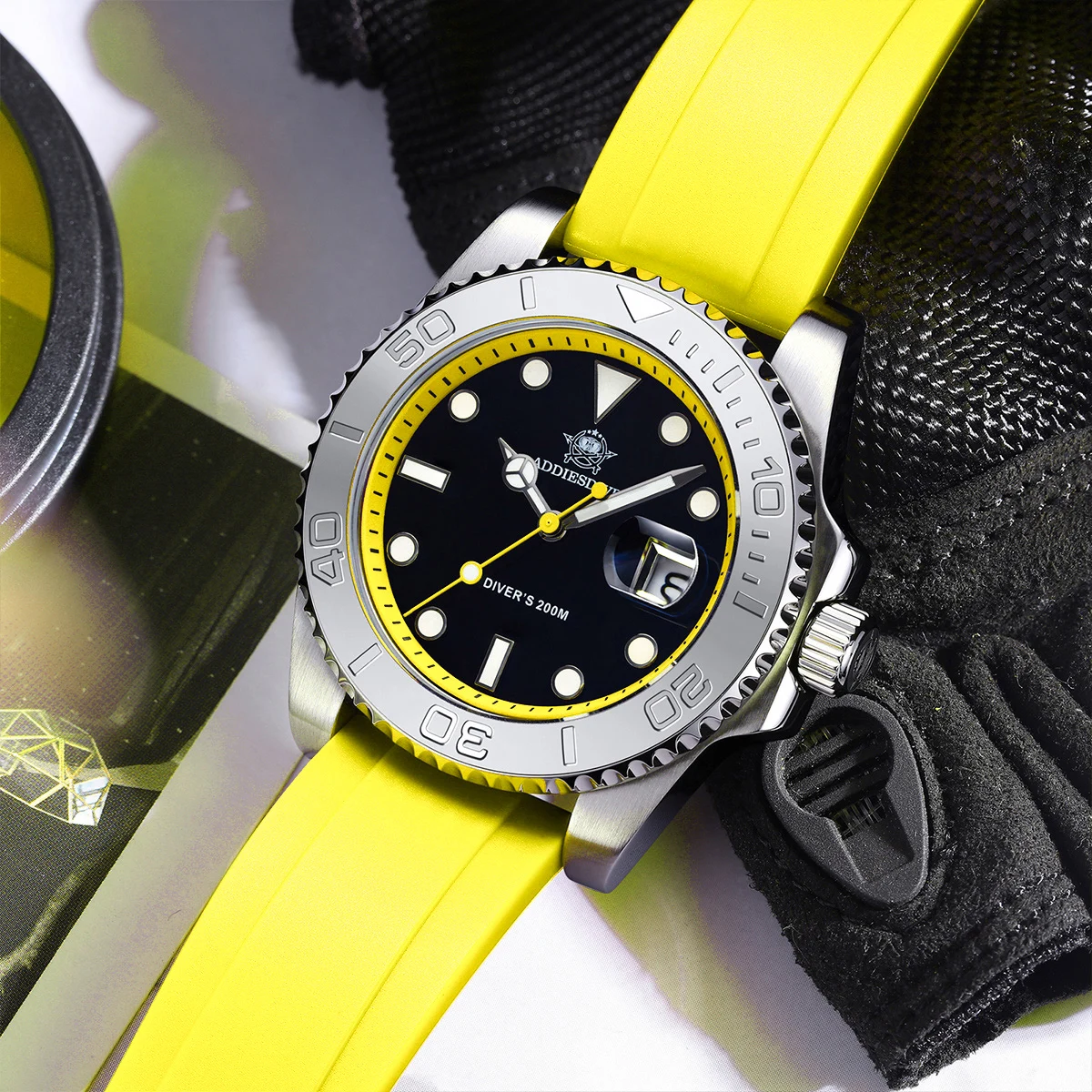 ADDIESDIVE Simple Men's Watch Super Luminous Miyota 2115 Quartz Watches 200M Diving Multiple Color Ceramic Bezel Reloj Hombre