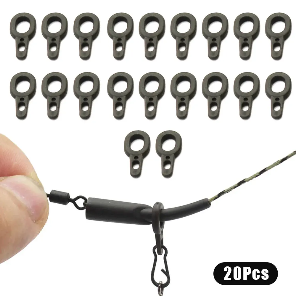 

20PCS Run Rig Rings Terminal For Braid Line Hair Rigs Safety Clip Leads Carp Pike Fishing Chod Rig Ring Clips Rubber Connector