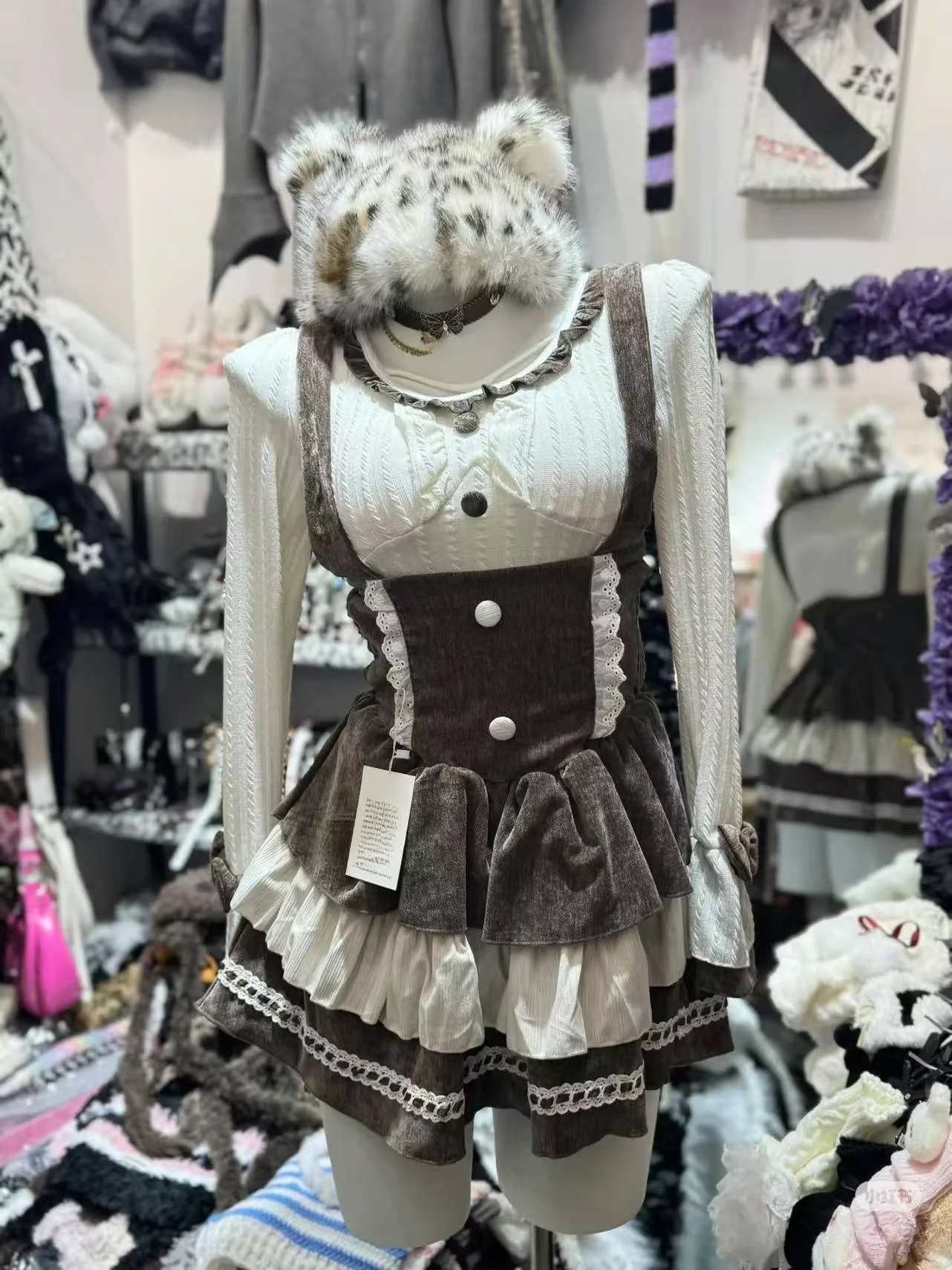 

Милый стиль Лолиты, комплект из 3 предметов, женский кавайный клетчатый плащ, пальто, вязаный топ, короткое праздничное платье, винтажный костюм, корейские накидки Y2k