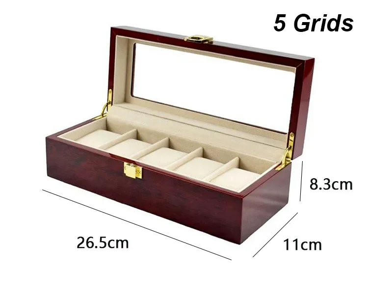 Uhrenbox aus Holz, umweltfreundlicher Uhrenaufbewahrungskoffer mit 1/2/3/5/6/10/12 Fächern, Reise-Organizer für Herrenuhren, Geschenkbox – Detail 3