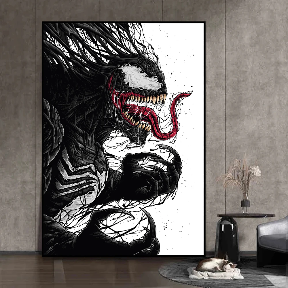 Venom Canvas Poster Print for Home Decor, Disney Wall Art, Spider Man Movies, Antihero Picture for Kids Room, Living Room