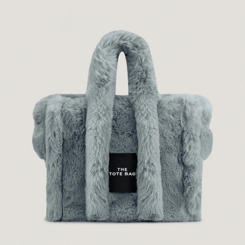 

Luxury Faux Fur Large Tote Bag Designer Soft Plush Women Handbags Pluffy Shoulder Crossbody Bags Warm Winter Big Shopper Purses