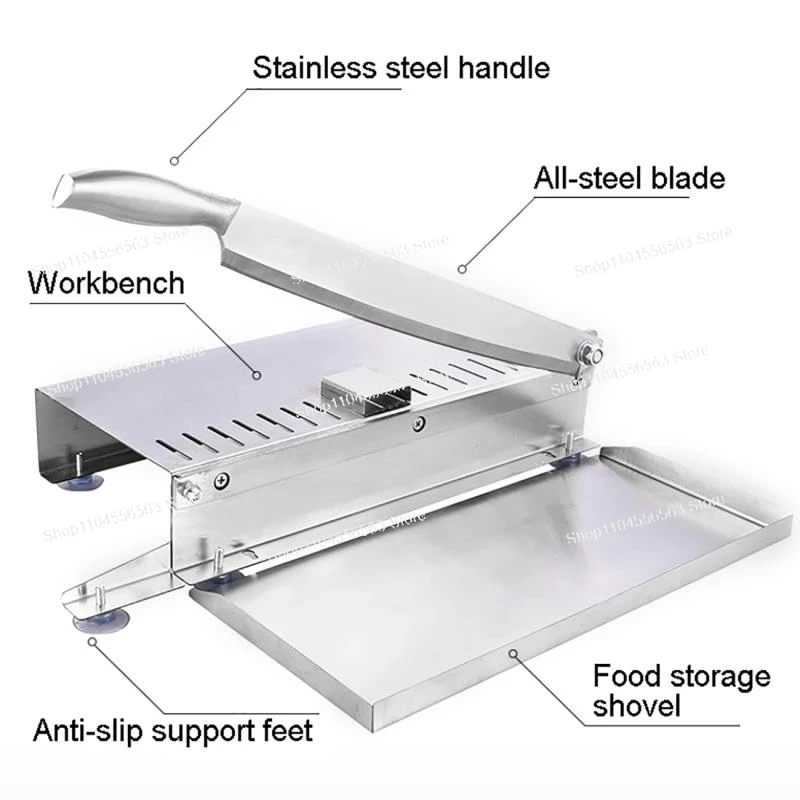 Multi-Purpose Manual Meat Cutter - Slices Frozen Meat, Lamb Rolls, Bones | Kitchen Slicing Tool for Restaurant & Home Cooking