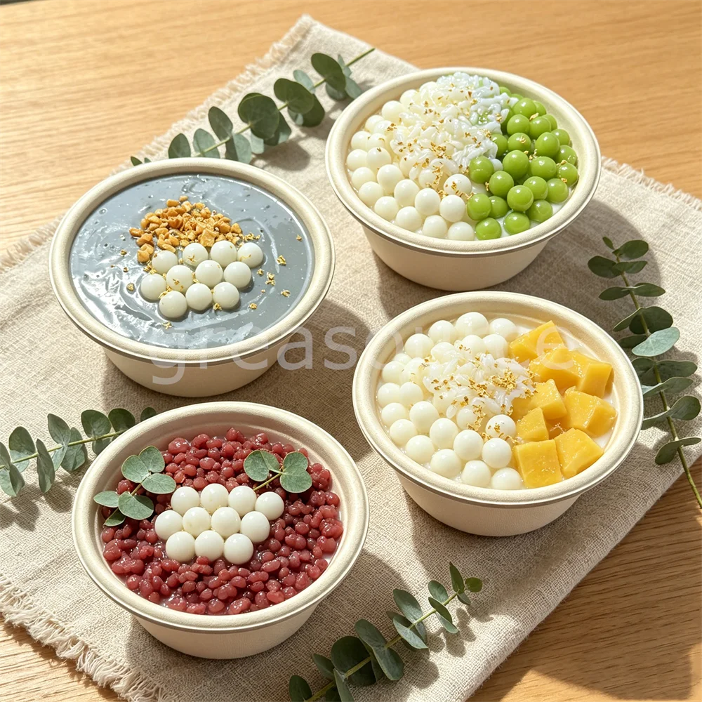 Sweet Soup Sago Pudding 350ml Plastic Artificial Red Bean Paste Dessert Model Paper Bowls Styles MangoTopping Fake Shop Display