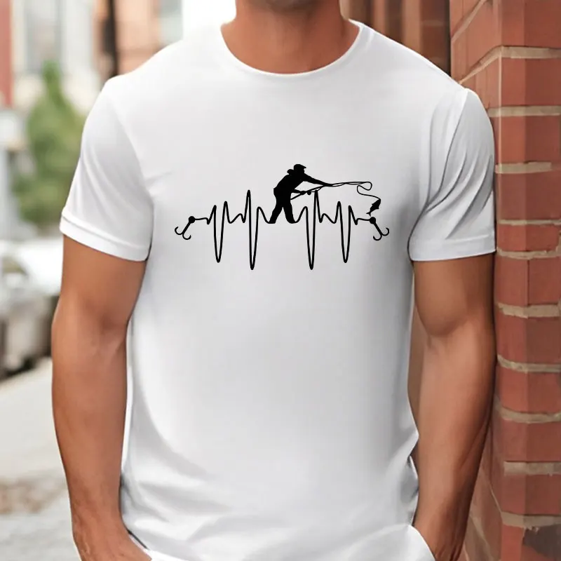 الصيد ECG تي شيرت رجالي مضحك تصميم الجرافيك Y2k بلايز الصيف الذكور الملابس س الرقبة قصيرة الأكمام تيز هدايا لمحبي الصيد