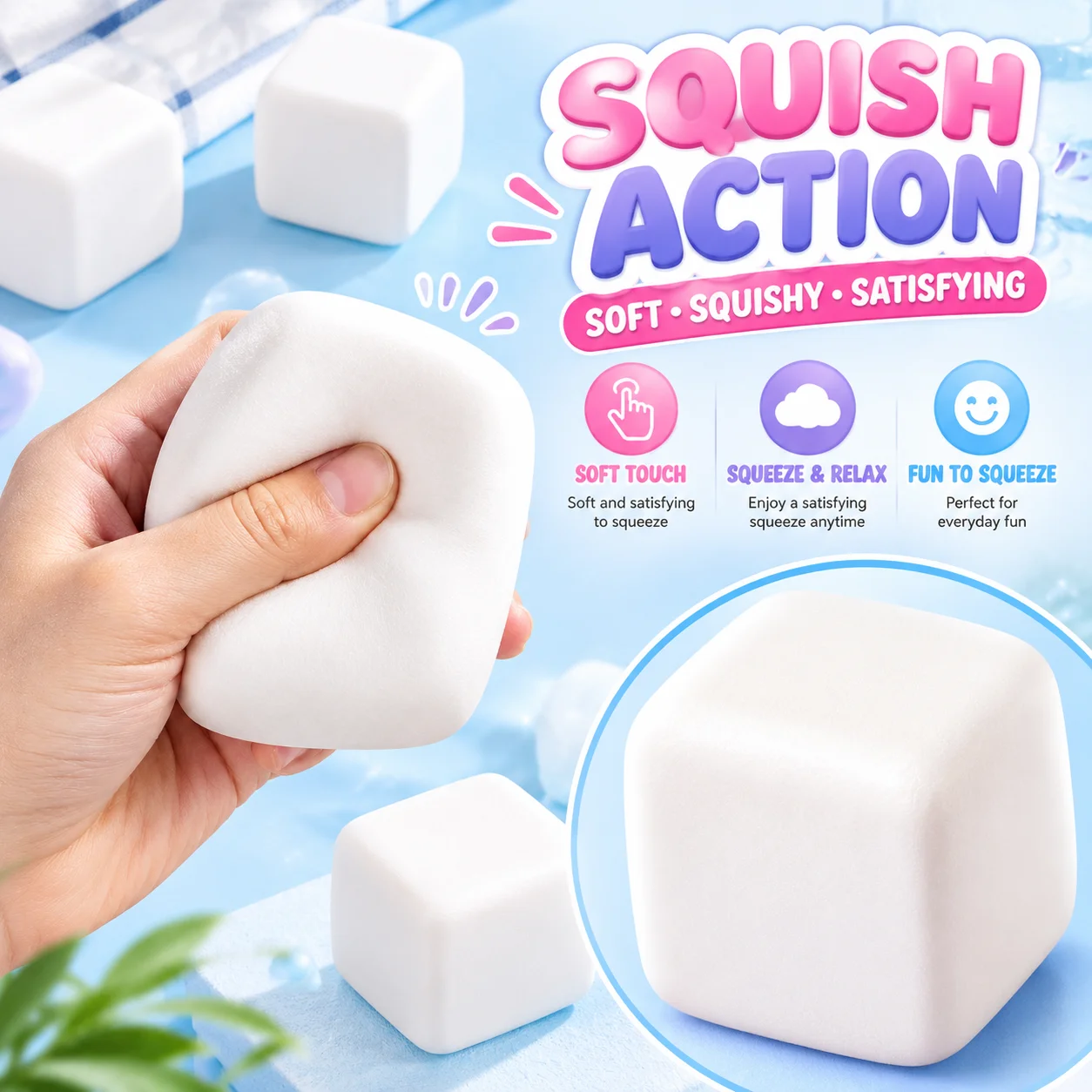 Squishy Tofu Stress Balls Sensory Fidget Toys for Autism Anxiety Relief Dough Water Ball Gifts Bulk Adults Kids