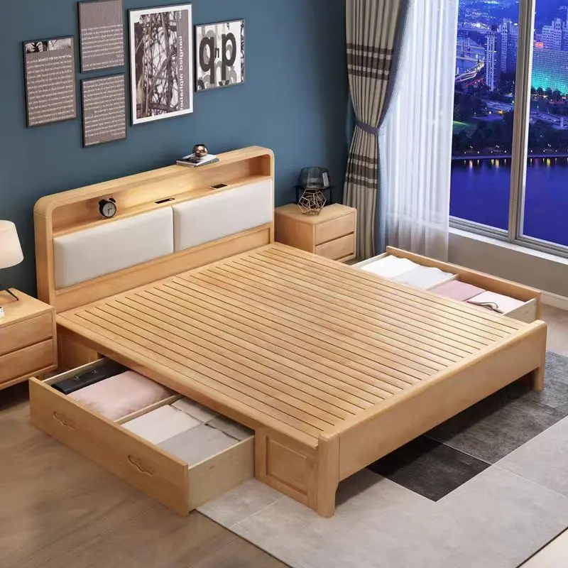 

￥%2025 Nordic Stylish Furniture Solid Wood Bedroom King Size Bed Double French King Queen Bedroom Sets Furniture