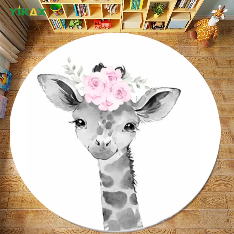 Cartoon Game Kids Anti-Slip Floor Mats Bedroom Living Room Home Decor Baby Nursery Kawaii Rugs Round Play Crawling