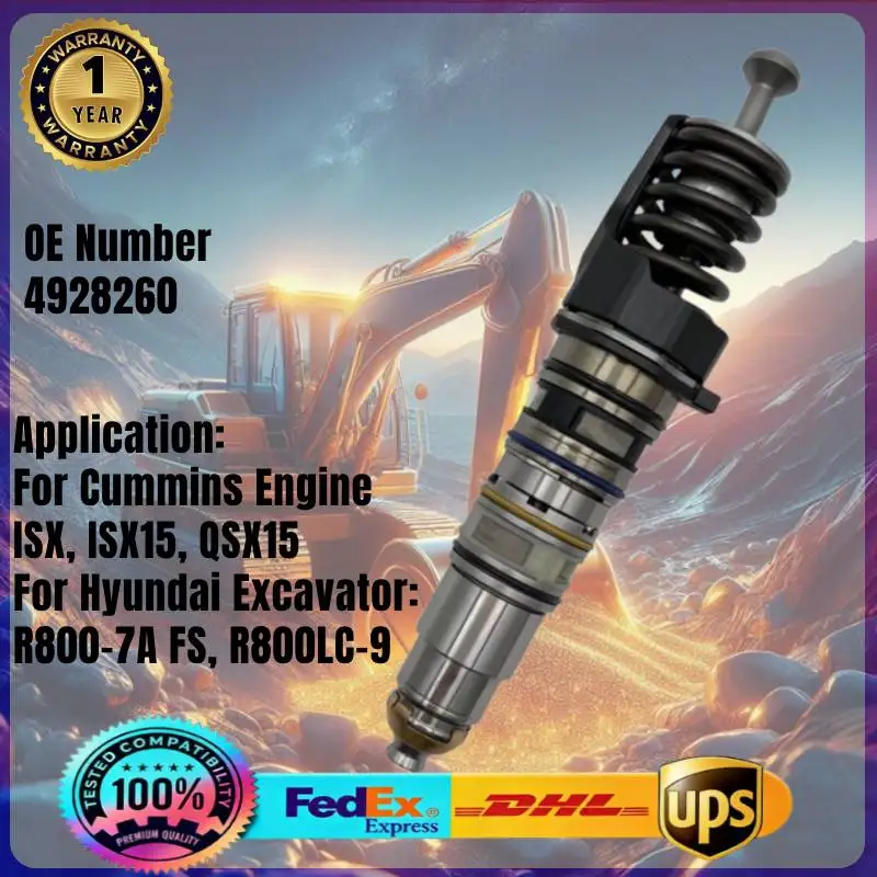 

4928260 Common Rail Fuel Injector 4928260PX 4928260RX for Cummins Engine QSX15 ISX15 Hyundai Excavator R800LC-9 R800LC7A