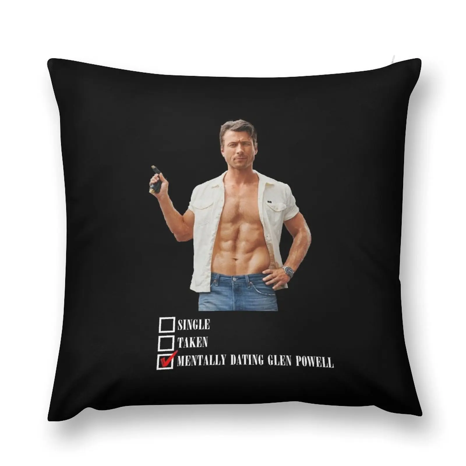 mentally dating glen powell Throw Pillow Sofa Cushion Cover Custom Cushion pillow